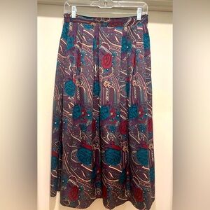 Vintage 1980s/1990s Prophecy By Sag Harbor Dark Purple Midi Maxi Floral Skirt M